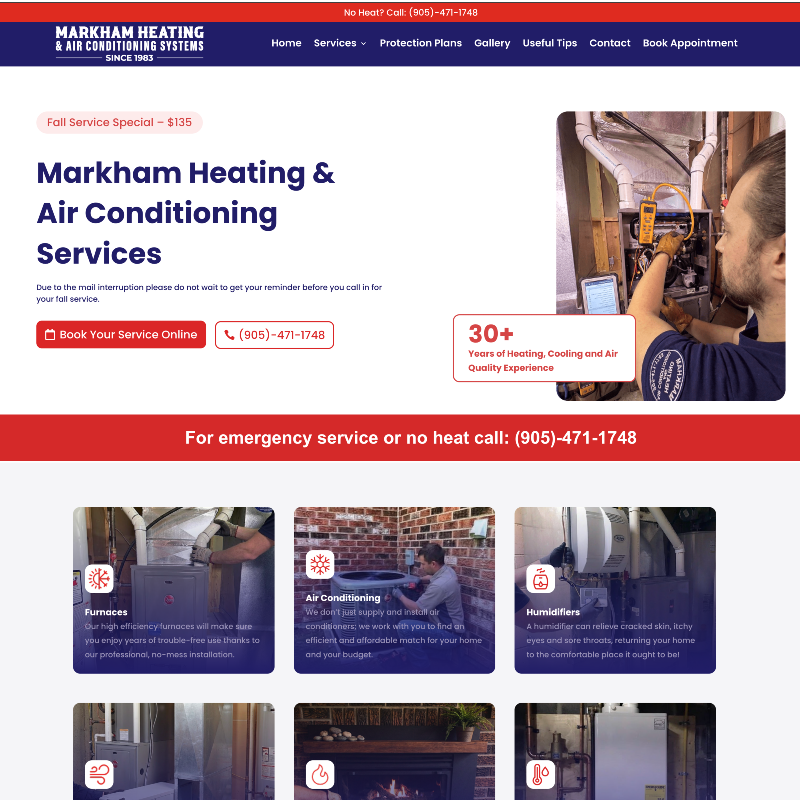 Markham Heating & Air Conditioning desktop preview